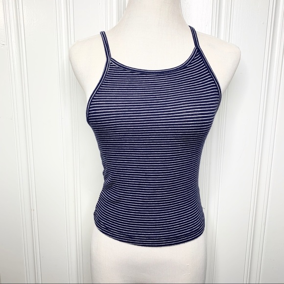 Brandy Melville Tops - Brandy Melville Navy Stripe Very Stretchy Tank Top